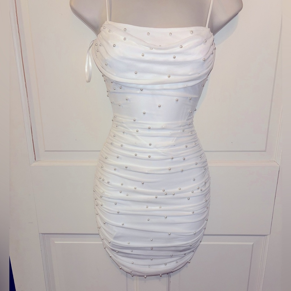 Kristen Faux Pearl Mini Party Dress - Picture 5 of 6